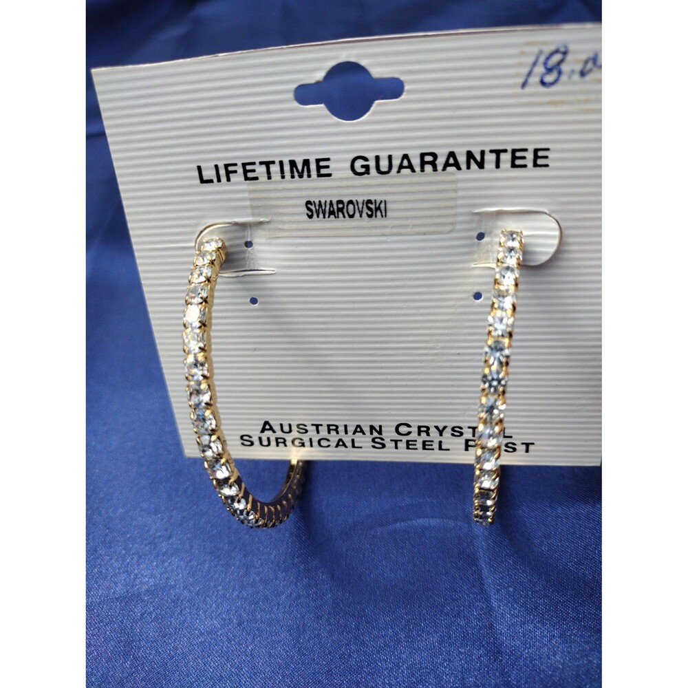 Austrian crystal gold tone large hoop earrings